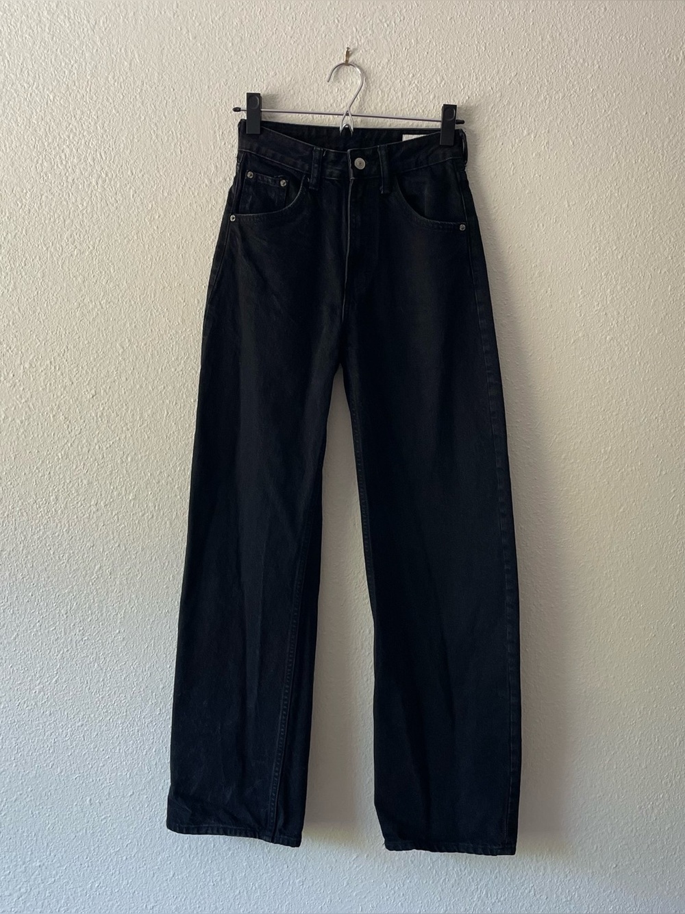 Zara High Rise Wide Leg Jeans Women’s US 0 EU 32 Black Washed Denim Pants